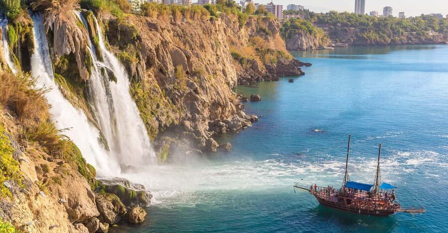 Antalya: Beach & Waterfalls Boat Trip w/ Lunch & Soft Drinks - From Antalya pickup to the FREEDOM DELUXE boat