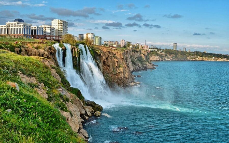 Antalya City Tour, Boat & Majestic Waterfalls And Shopping - Boat tour on the Mediterranean: the coastline view angle