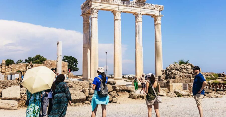 Antalya: Perge, Aspendos, City of Side, and Waterfalls Tour - Getting picked up and riding through Antalya heat