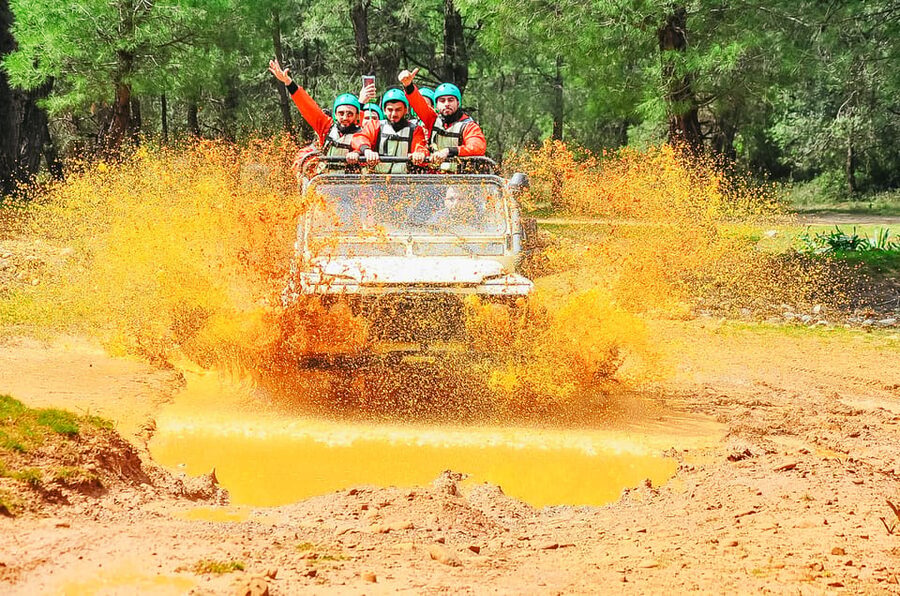 Antalya: Ziplining, Rafting, Jeep Tour & Quad Safari w/Lunch - Ziplining after the river: soar time and safety instruction that actually helps