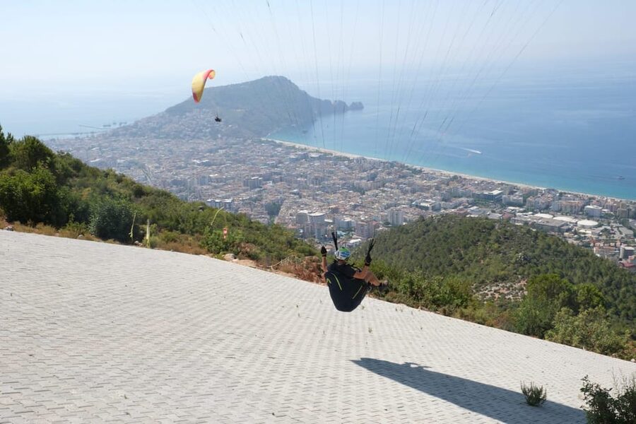 From Antalya, Belek, Side Alanya Paragliding Experience - The launch site run-up, and why closed-toe shoes matter